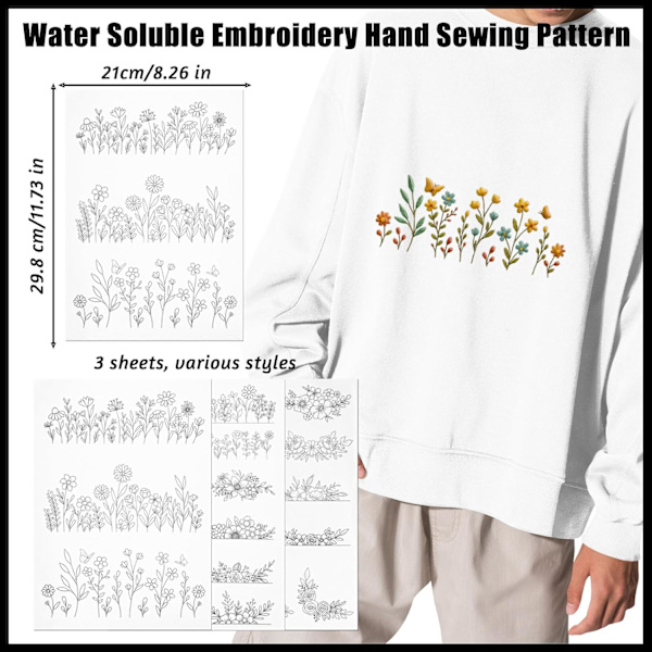 Vandopløselig broderistabilisator 3 til designs