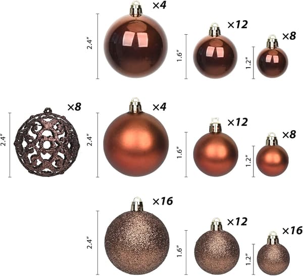 100 julekugler 3-6cm brune