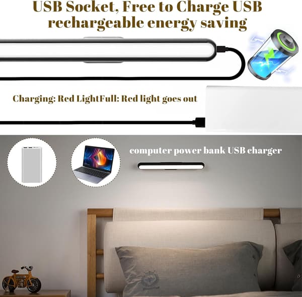 Garderobelampe, dimbar LED-lampe med magnetfeste