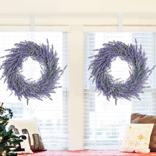 Artificial Flower Wreath Lavender Wreath Front Door Wreath Green