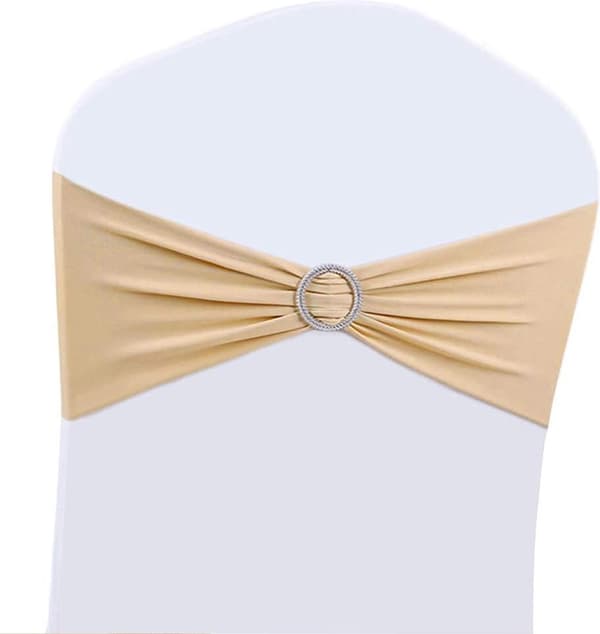 Spandex Stretch Stolrosetter, Elastiske Stolovertrekk med Spenne, Champagne, 10 Deler