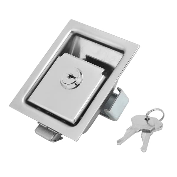 Flush Panel Lock Stainless Steel Rectangular Trailer Paddle Door Key Lock Handle Truck Toolbox Lock