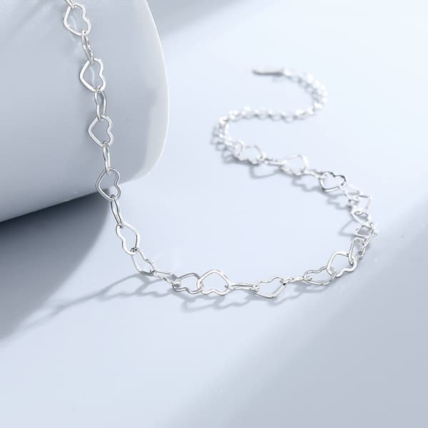 Charm Bracelet 5mm Sterling Silver Rolo Heart Link Chain Bracelet
