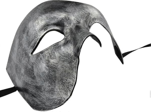 Miesten naamio, Halloween, Oopperan kummitus, hopea Silver