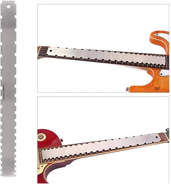 Rak Rakt Kant Noterad Gitarrhals Luthjersverktyg, Rostfritt Stål Gitarrhals Linjal, Stränghöjdsmätare för 25,5\"-25,5\" Gitarrband