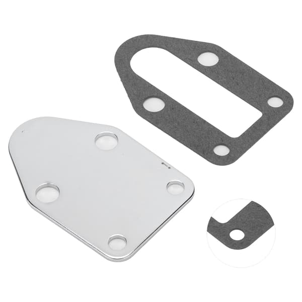Fuel Pump Block Off Plate No Hole, Stainless Steel Replacement for Small Block Chevy V8 Engines from '55-'00