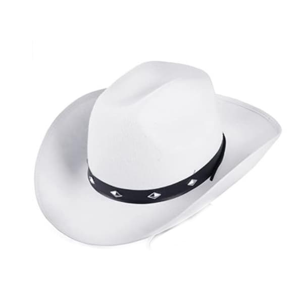 Cowboyhatt, Vit, Filthatt, Sheriff, Vilda Västern, förklädnad, kostym, karneval, temafest, Vit, One size