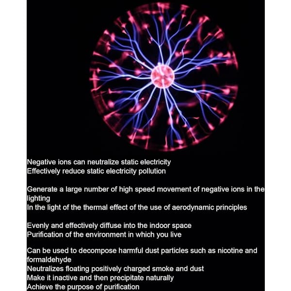 Plasma Ball, Plasma Lamp, 7.5 Centimeter Diameter, Effect Lamp, Lava Lamp, Extra Safe, Touch Sensitive, Corded or Battery Operated, Gift Idea
