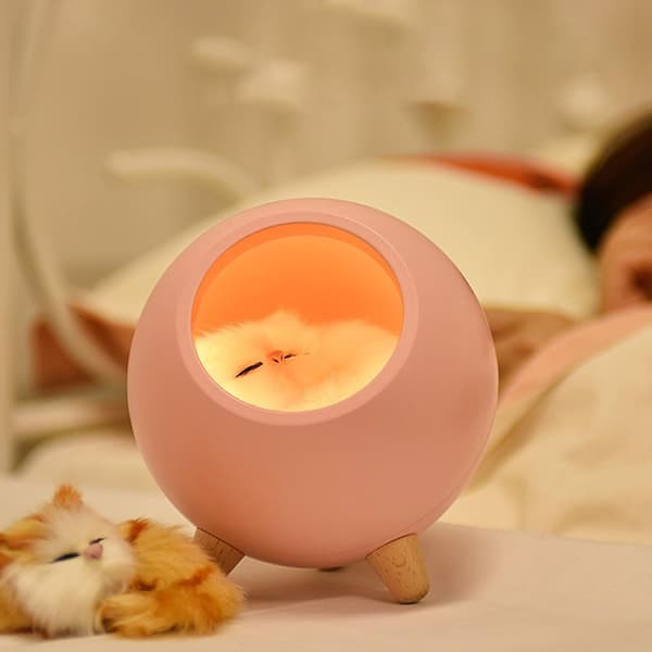 Cat House LED Night Light Stepless Dimmable USB Rechargeable Bedside Lamp White White