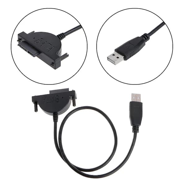[PL】Ekstern USB til SATA 13-bens (7+6) bærbar DVD CD-ROM optisk drevadapterkabel