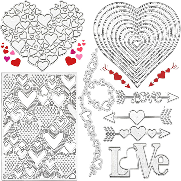 8 stykker Valentine udstansninger til metal