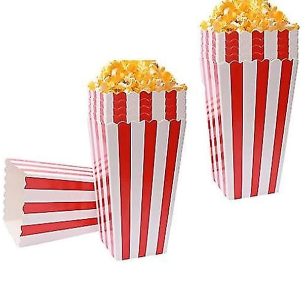 50 Popcornposer, Stribede Popcornæsker i Papir Slikbeholdere til Fester, Børn