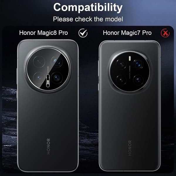 Tempered Glass Rear Camera Compatible with Honor Magic 8 Pro, Shock and Scratch Resistant 9H Transparent Transparent