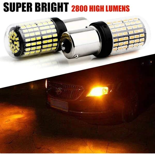 2 stk Amber 7507 LED-pærer, ingen hyperblink, 1156 BAU15S PY21W blinklys
