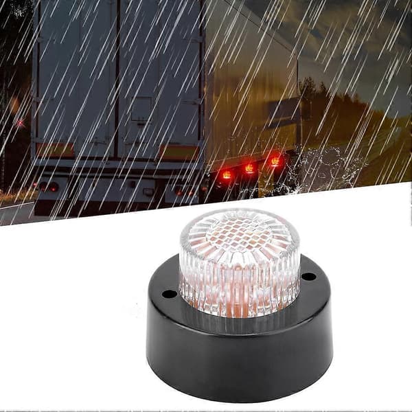 24V Mini Round Side Marker Light Signal Indicator Position Lamp for Trailer Truck (White)