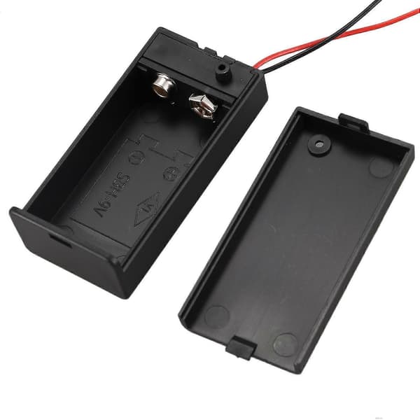 2 stk 2,1 X 5,5 mm hanstik etui boksholder med låg til 9V batteri