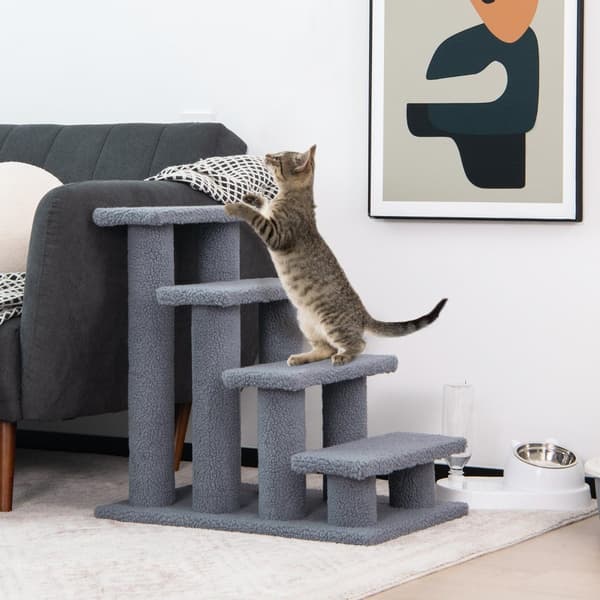 Kattetrappe klatretræ kattetrappe til katte op til 25 kg 61 x 41 x 60 cm grå