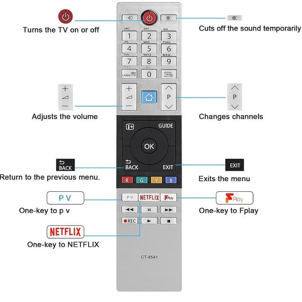 Replacement Remote Control for TOSHIBA TV CT-8541 RC42150P