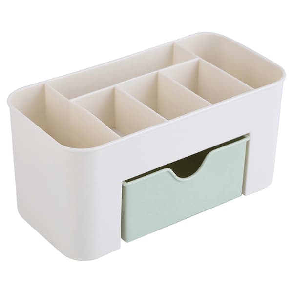 Multifunctional Desktop Organizer with Drawer, Stationery Holder, Makeup Storage Box, Home, Green