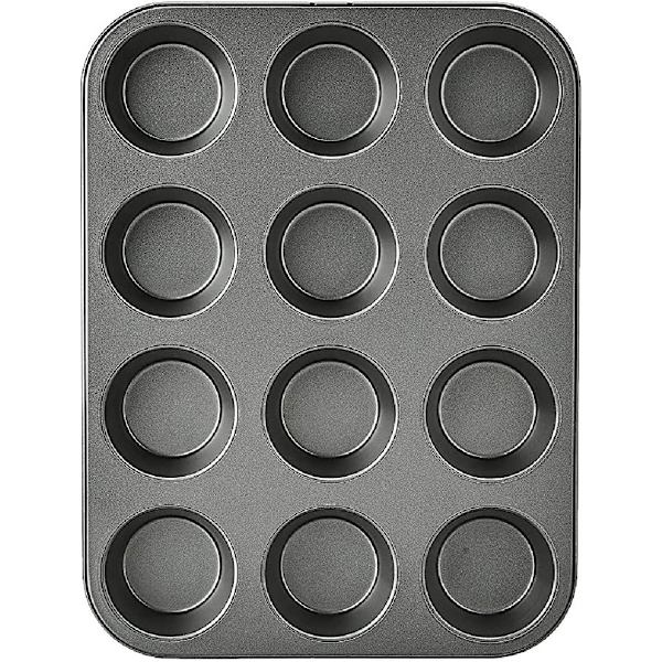 Non-stick Rund Muffinplåt i Kolstål, 2-pack, Grå