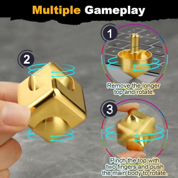 Infinite Gear Fidget Cube - 2-i-1 Transformerbar Spinner - Stresslindring (Gull)