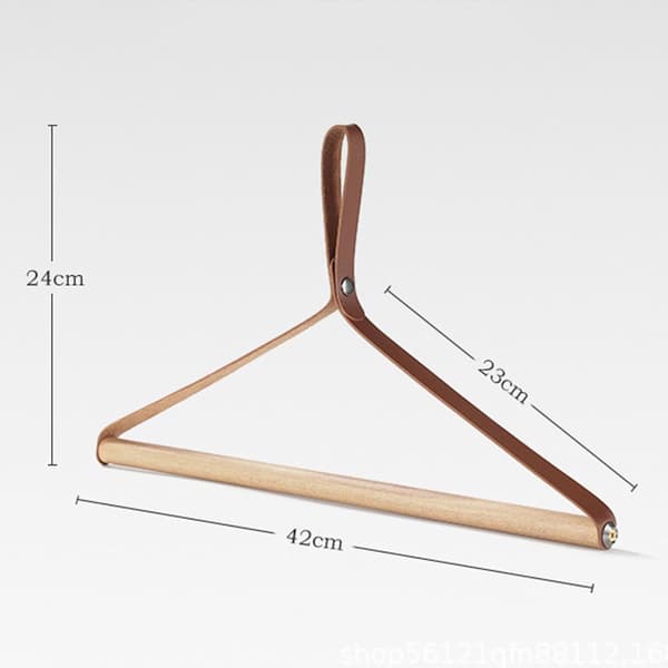Folding Wooden Clothes Hangers, Soft Leather Rope Beech Wood, Thick Smooth Natural Hangers