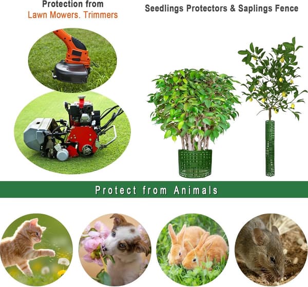 3 Tree Trunk Protectors - Black - Mesh Plant Enclosures for Seedlings - Weatherproof, Durable Bark Protection