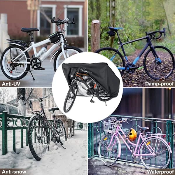 Bicycle Cover Waterproof Windproof UV Resistant for 1 or 2 Bikes Outdoor Storage Black