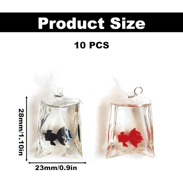 10 STK Harpiks Guldfisk Form Charms 10 STK Sort