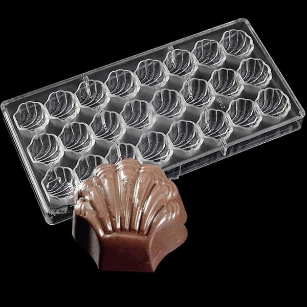 24-rums muslingeskals chokoladeform PC polycarbonat chokoladefremstillingsform (muslingeskal)