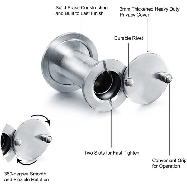 Dörrkikare 16mm - Borstad Nickel 200° Vidvinkel för Dörr