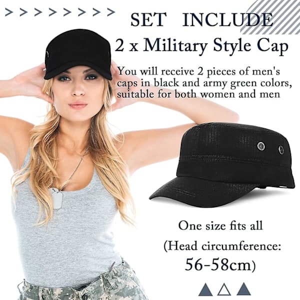 2 stk militærcaps for herre bomull armécap unisex militær flat caps