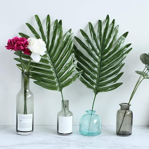 90 kunstige palmeblader 6 typer med stilker, tropisk plante, Pa