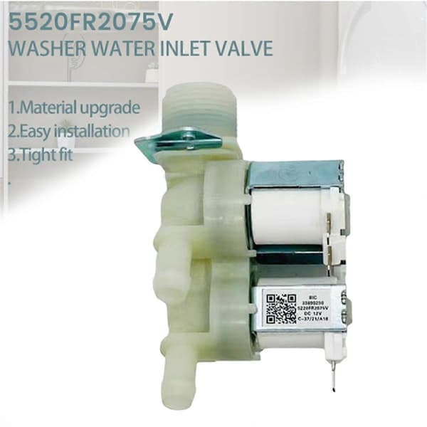 5520FR2075V Vaskemaskin Vanninntaksventil Erstatning for Vaskemaskindeler Vanninntaksventil Enhet DC12V