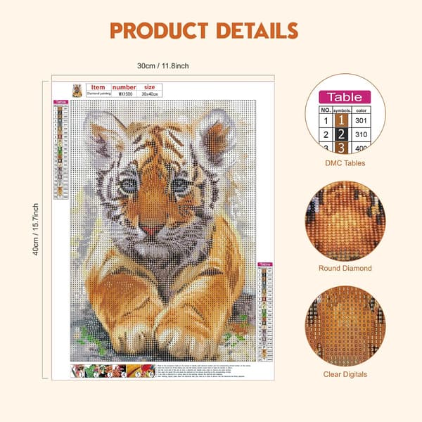 ##/5D diamantmaling-DIY-30x40cm-tigerunge##/