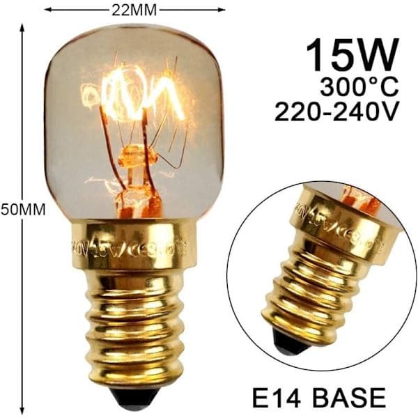 5-pack Uunilamput 15W Pieni Edison Kierrekanta E14 Messinkipohja Suolalamppu Pygmilamppu