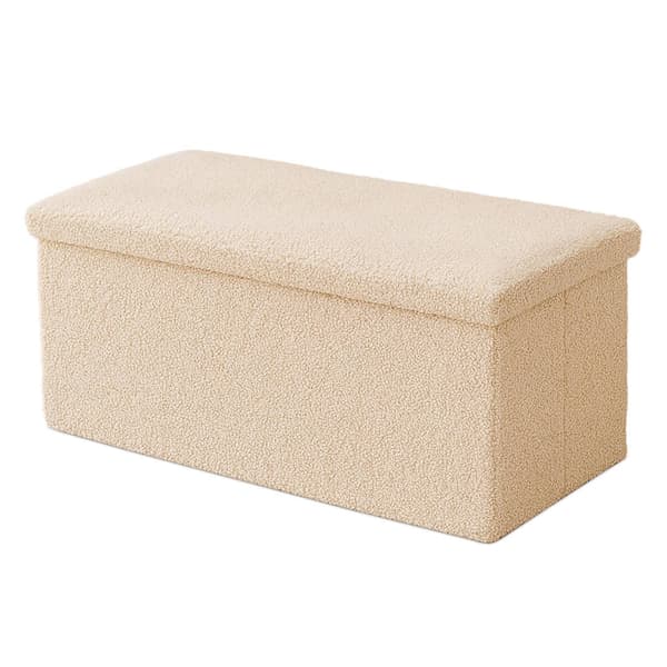 Sammenleggbar oppbevaringsbenk med teddyfleece, 2-seter