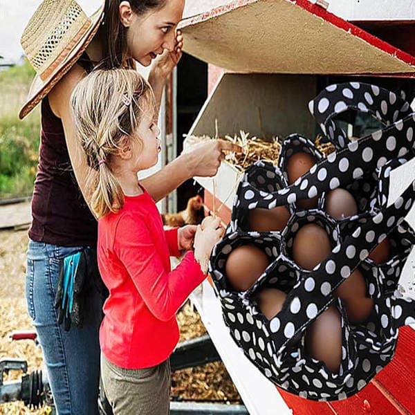 Eggkurv med 9 rom Eggsamlepose for høns, andeeggsamling Liten eggholder og organisator for transportoppbevaring