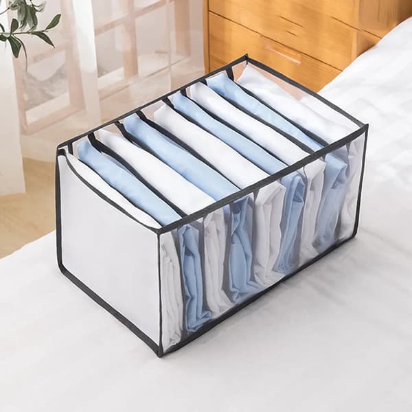 2-pak jeansopbevaringskasser, foldbare, vaskbare skuffer, opbevaringskasse til jeans leggings, 36 x 25 x 20 cm