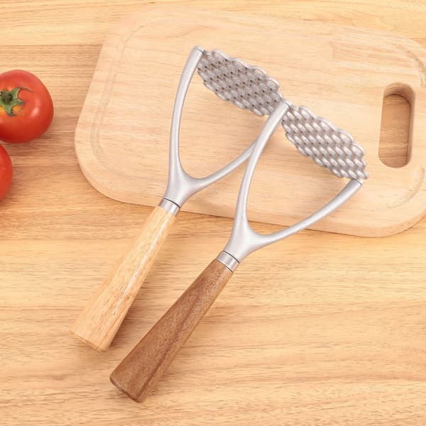 Aluminum Alloy Potato Masher with Oak Handle - Simple Mashed Potato Kitchen Tool 161