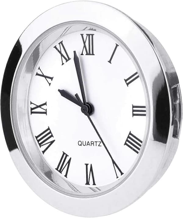 1-1/2 tommer (37 mm) Rund Quartz Urindsats med Romertal Passer til 35 mm Diameter Hul (Sølvramme)