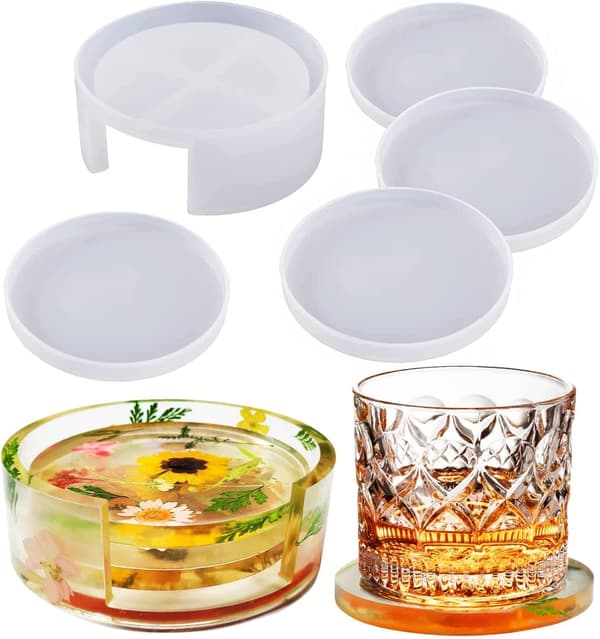 5 STK Coaster Resinforme, Coaster Silikoneforme til Epoxyharpiks