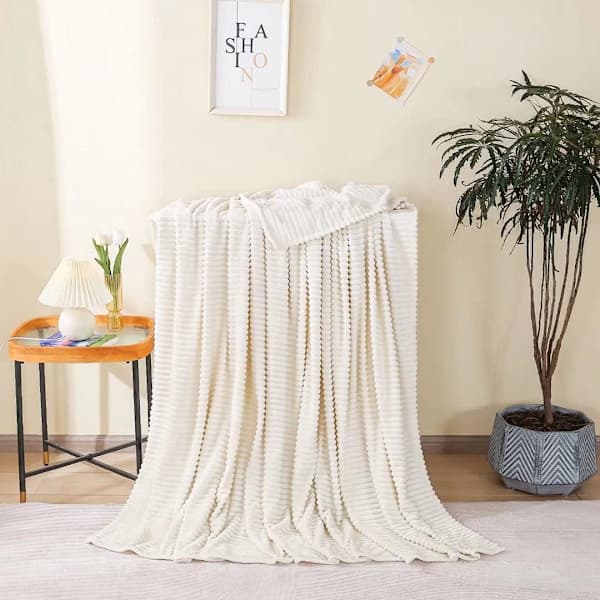 Blødt tæppe, 150 x 200 cm, hvidt fleecetæppe til sofa, blødt og varmt, børnetæppe, mikrofiber, fluffy sofatæppe, sofatæppe 150*200cm 150*200cm 150*200cm