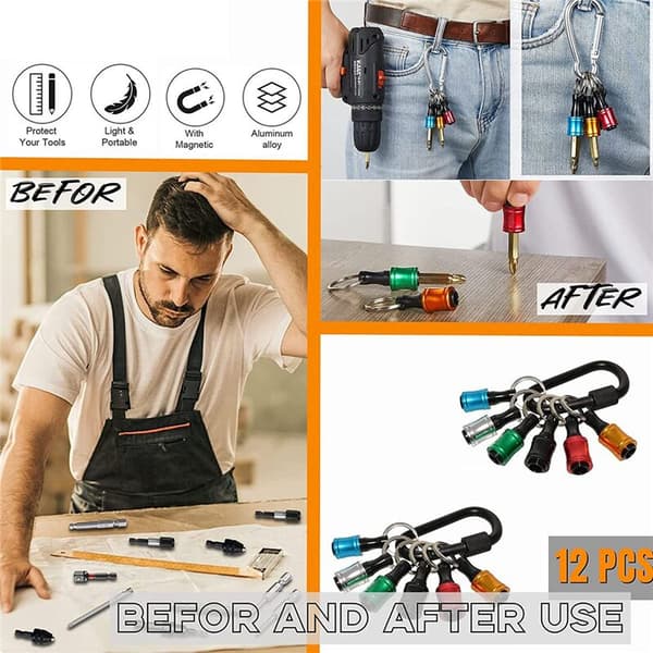 1/4 inch Hex Key Holder Bit Holder Extension Rod Keychain Screw Drill Adapter with Male Mount