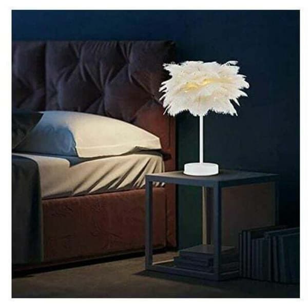 LED Feather Lamp with Remote Control - Elegant Bedside Lamp - Modern and Minimalist - White