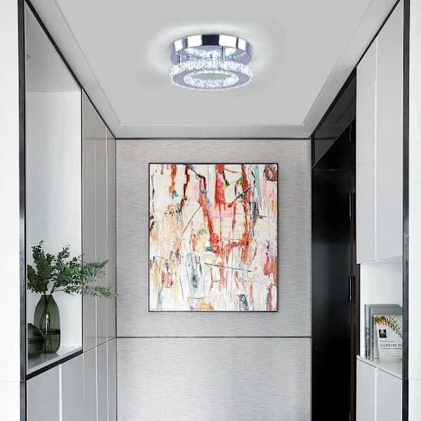 LED Ceiling Light, 16W Crystal Chandelier, Modern Ceiling Lighting for Bedroom, Living Room, Kitchen, Hallway, 3 Colors Adjustable