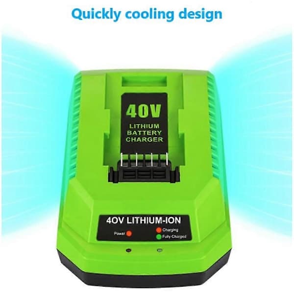 40V litiumbatterilader for GreenWorks 29482 G-MAX 40V - Batteri 29472 29482 29652 G40825 EU-plugg