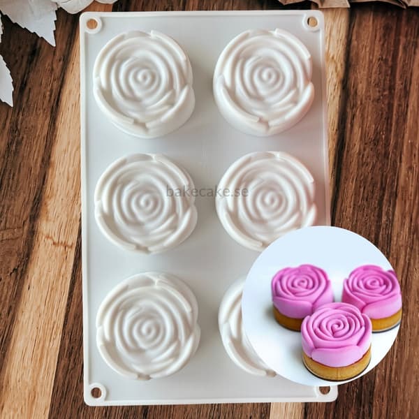 Roseformet Silikoneform – 6 stk. Rosa Silikoneform | Rosa Bageform 150