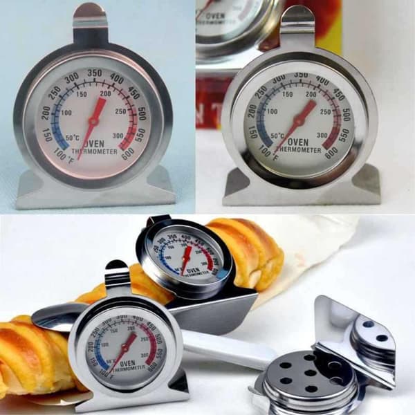 Termometer Ovn Komfur rustfrit stål Temperaturmåler køkkenredskab Silver silver
