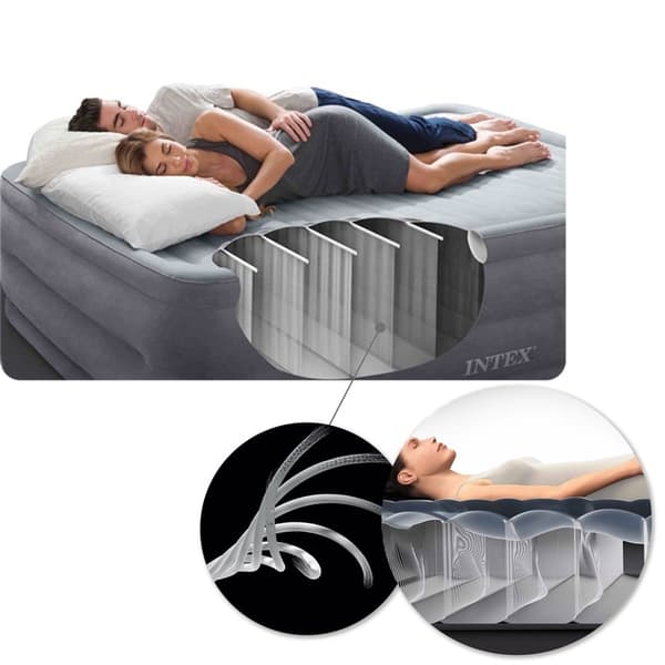 Stor luftmadras med indbygget pumpe, queen size